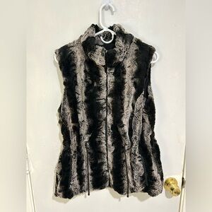 Faux Chinchilla Fur Vest Size XL Glamour Old Money
